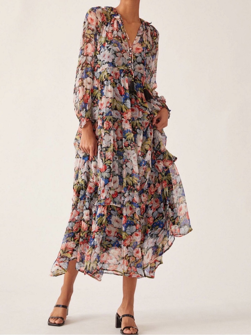 Anthropologie Floral Dress in Blue, Green, Pink